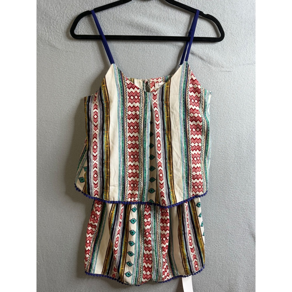 Sugar‎ + Lips Striped Romper Women's Small Sleeveless Layered NWT